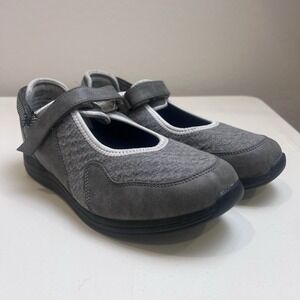 DREW Buttercup Shoes Women's 9.5 WW‎ Ortho Diabetic Comfort Mary Jane Flat Grey